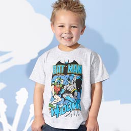Boy wearing a batman t-shirt