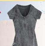 Acid Wash Zip Front Top