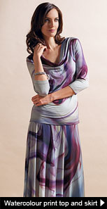 Watercolour print top and skirt