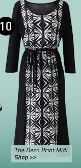 the deco print midi dress