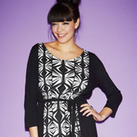 the deco print midi dress