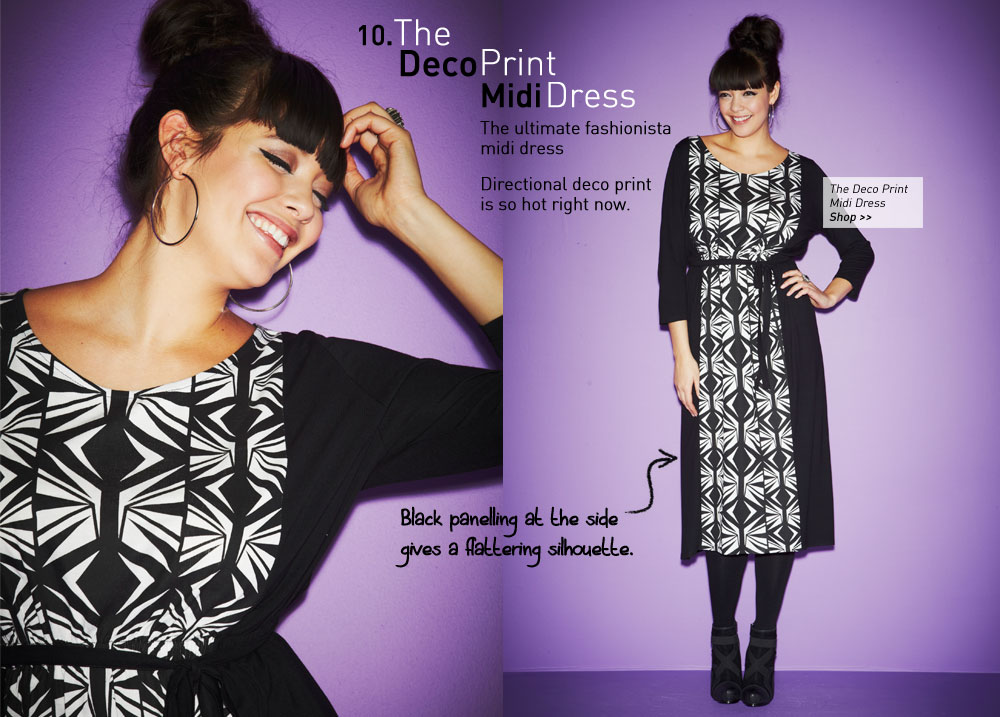 the deco print midi dress