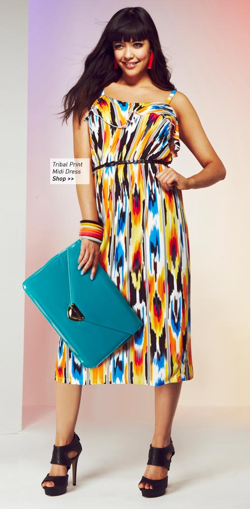 Tribal Print Midi Dress