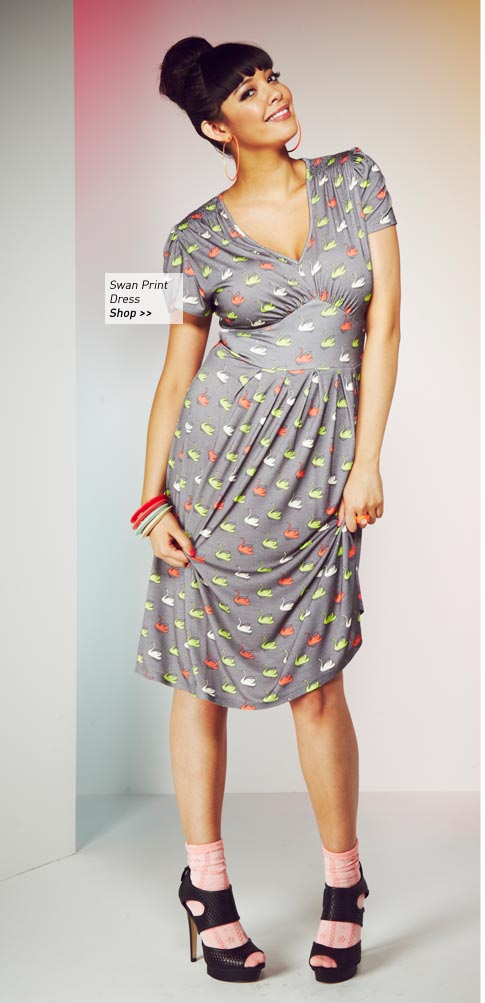 Swan Print Jersey Dress