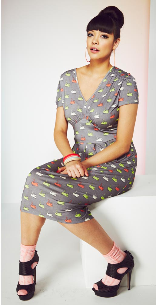Swan Print Jersey Dress
