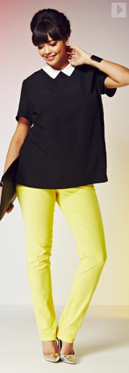 Contrast Collar Blouse & lemon Coloured Jeans