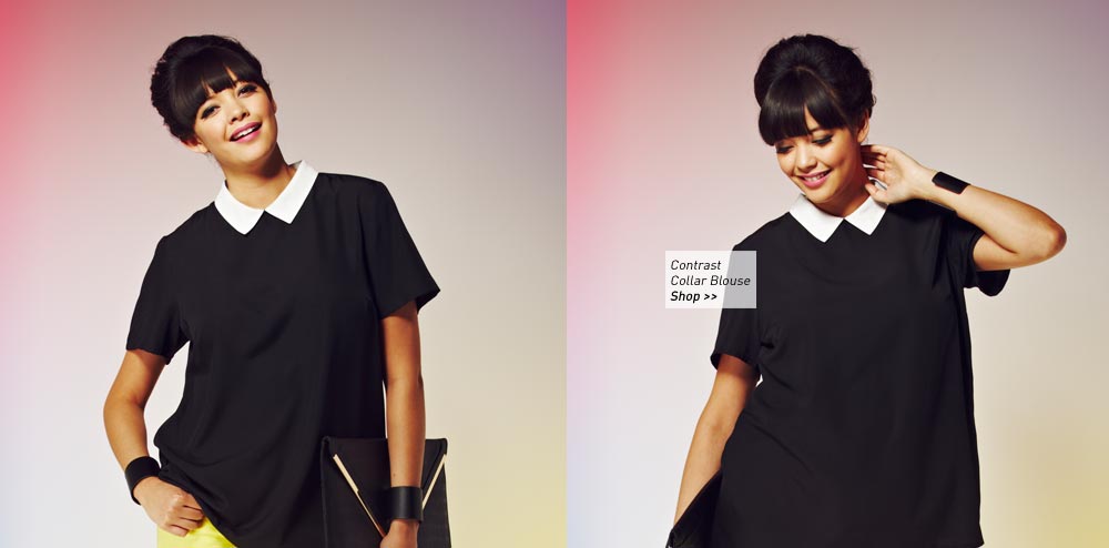 contrast collar blouse