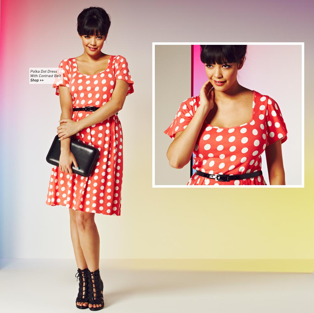 Polka Dot Dress With Contrast Belt