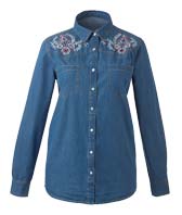 Shop Embroided Denim Shirt >