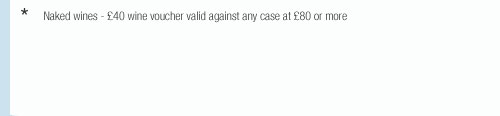 Naked wines voucher valid against any case at �99.99 or more