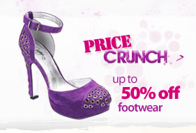 Price Crunch. Up to 50� Off footwear >