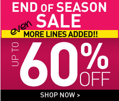 End of Season Sale up to 60% 

off