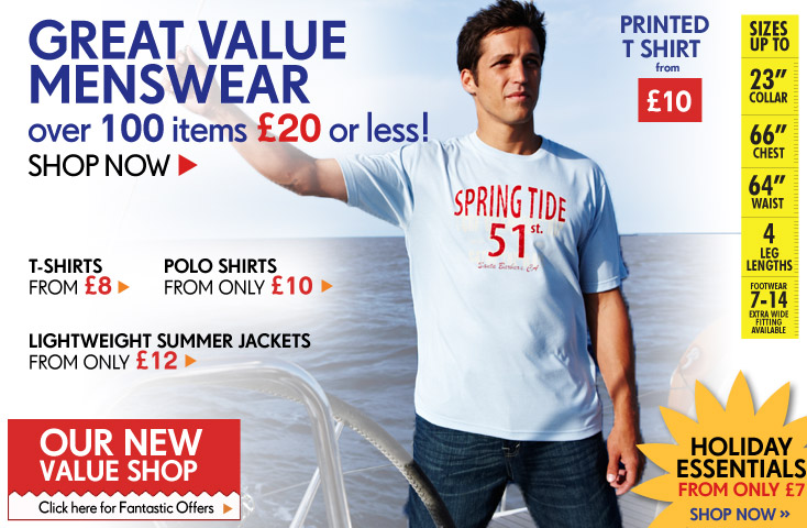 Great Value Menswear - Over 100 items �20 or less! - Shop Now >