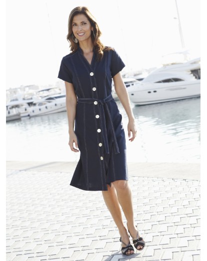 JD Williams Linen Shirt Dress Length 41in