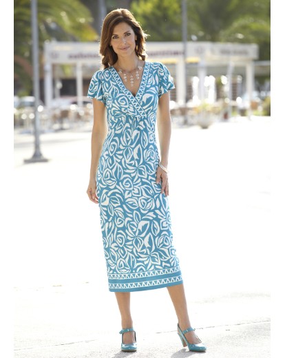 JD Williams Border Print Dress Length 42in With Necklace