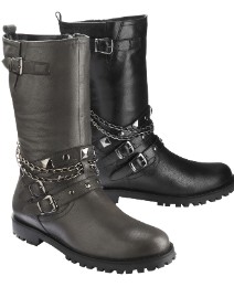 Grazia Stud Chain Biker Boot E Fit