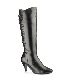 Black Knee High Boot Ruched
