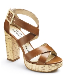 Cork heel platform strappy sandals