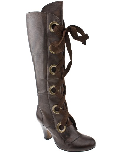 Schuh Karina Large Eyelet Knee Boot in Chocolate Brown