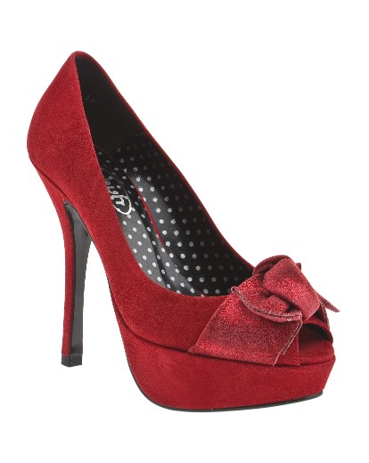 Schuh Panther Bow Peep Toe Stiletto - red party shoes