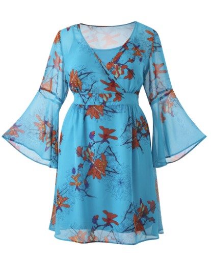 Print Kimono Tunic Dress