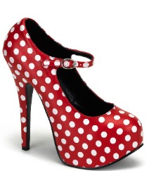 Bordello Teeze Platform Mary Jane Shoes red and white polka dot spot