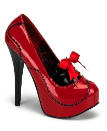 Bordello Teeze Red Platform Court Shoes