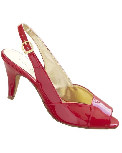 Red wide fitting slingbacks