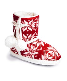 Bootee slippers wirh pom-pom