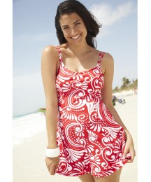 red And White Plus Size Swimdress