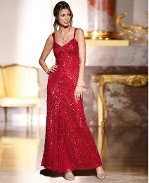 Red Beaded Plus Size Evening Dress
