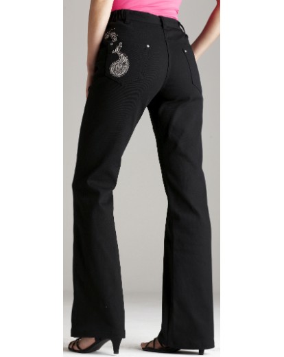 side embroidered bootcut jeans