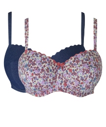 Floral bra and denim bra set