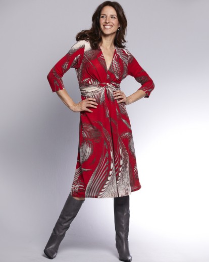 Red Print Wrap Dress