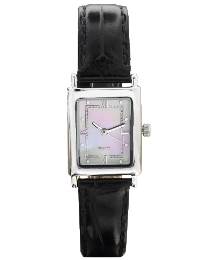 Silver watch with leather strap