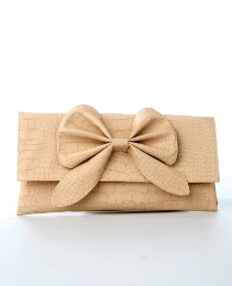 Lili Bou Croc Effect Clutch With Bow