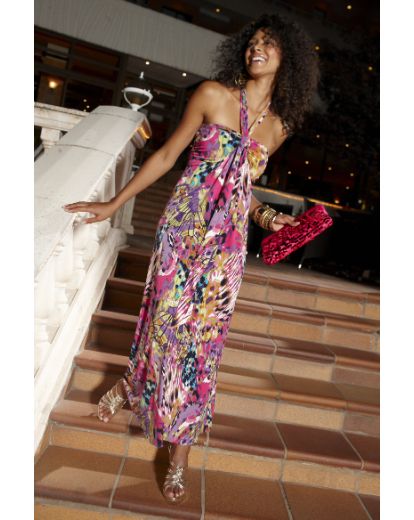 Fashion World Print Halter Maxi Dress Length 49in