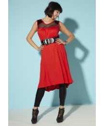 Red plus size Dress with Belt