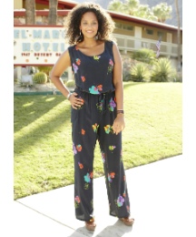 Flower print sleeveless jumpsuit