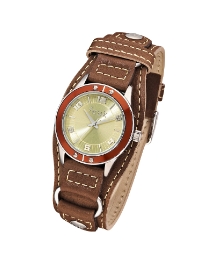 Ladies FCUK Leather Cuff-Style Watch