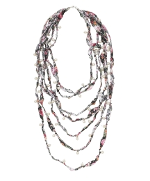 Fabric and faux pearl necklace