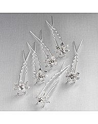 Silver Coloured Clear Glass Stone Pins
