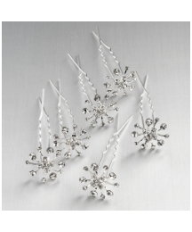 Silver Coloured Clear Glass Stone Pins