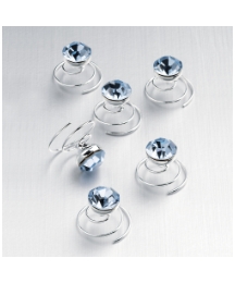 Set of 6 Blue Glass Stone Swirls