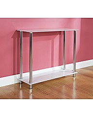 Odyssey Console Table / White Glass-Chrome