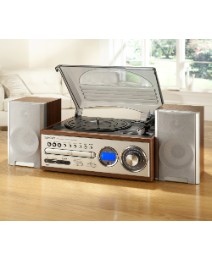 JDW USB Turntable CD Radio - Dark Wood