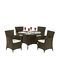 Cannes Mocha Brown 4 Seater Dining Set