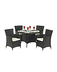 Cannes Ebony Black 4 Seater Dining Set