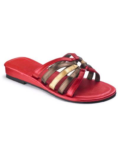 The Shoe Tailor Multi Strap Mule E RED/MULTICOLOURED