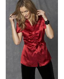 Marisota plus size red satin shirt